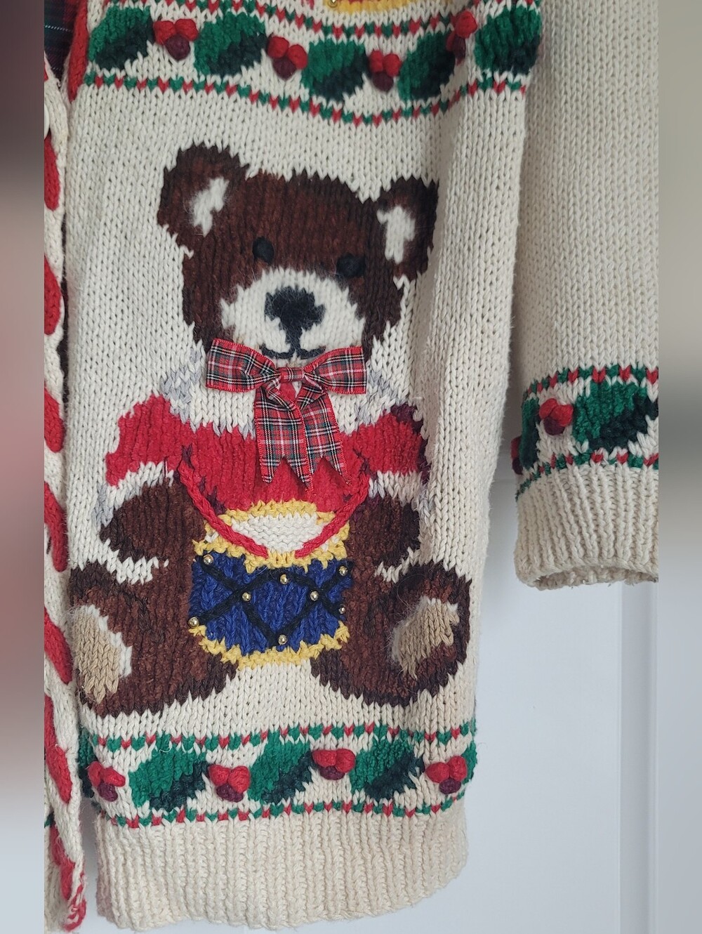 Vintage Marisa Christina Cream Holiday Cardigan - Picture 2 of 8